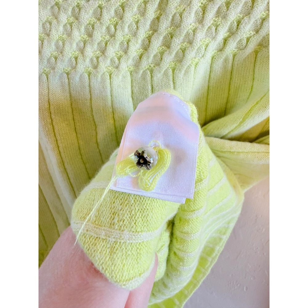 Anthro HWR Wool Blend Textured Knit Citron Lemon Sweater Top Size S Twee Girl - Picture 5 of 7